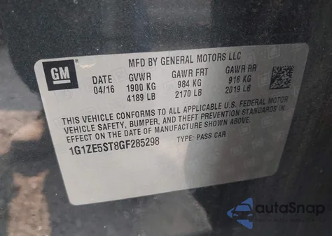 2016 Chevrolet Malibu 1Lt z USA, uszkodzony, nr VIN 1G1ZE5ST8GF285298